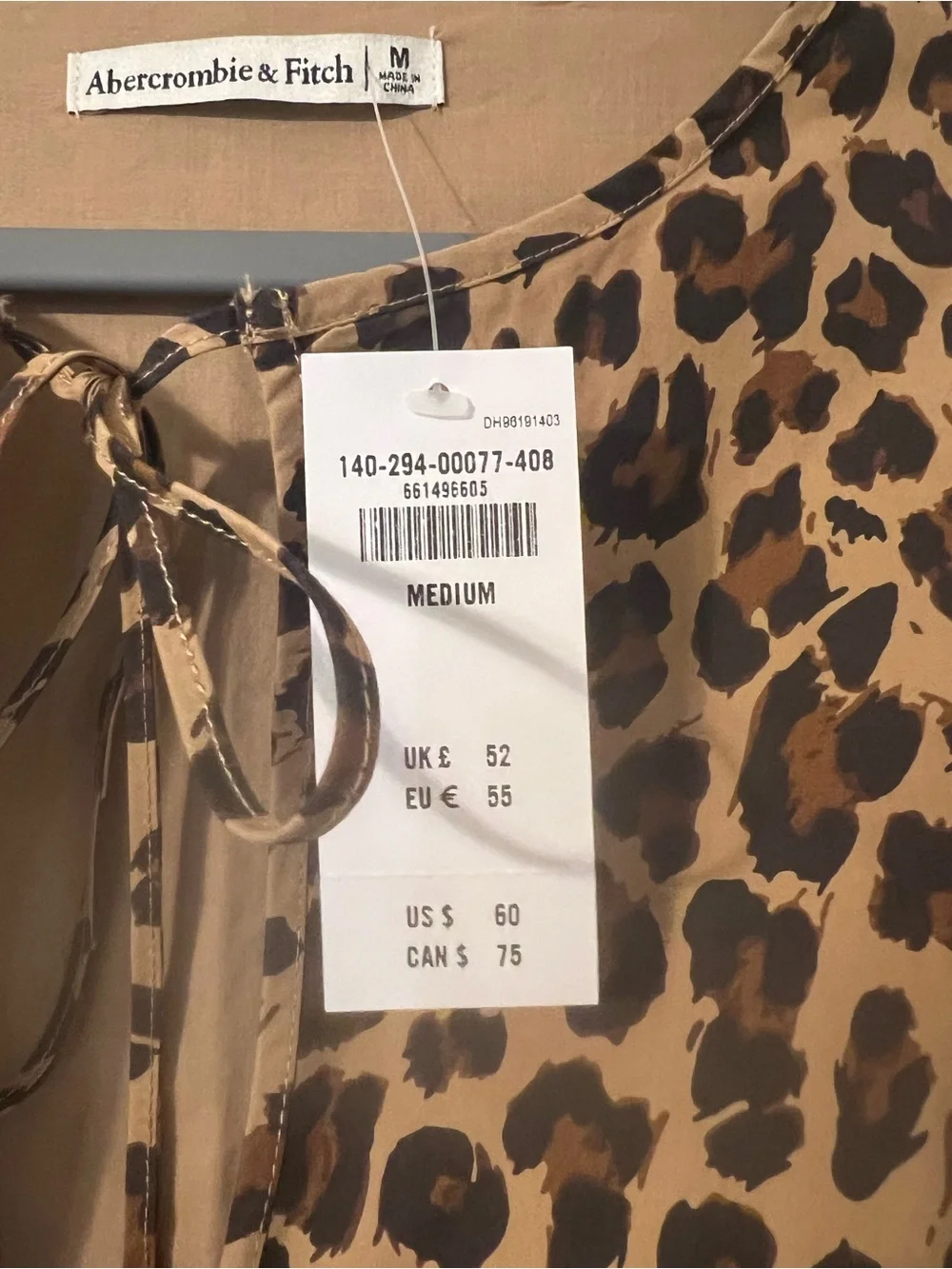 Abercrombie Leopard Print Puff Sleeve Tie-Front Top - NWT